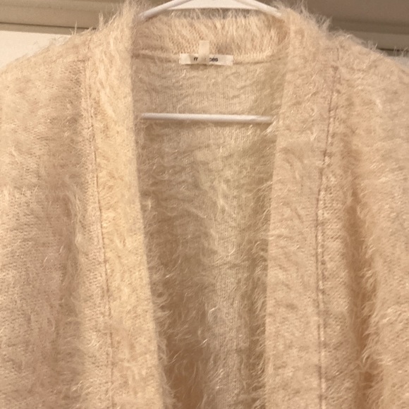 Cream fuzzy , Cosy cardigan open sweater - Picture 3 of 7